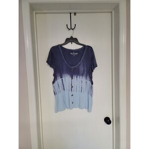 ~ Womens Blue/Grey hombre short sleeve Wallflower shirt - size 3X